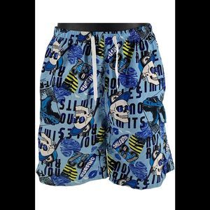 Comfort Fit Men's Three Pocket Knee Length Swim Trunks Rad Blue - Regular